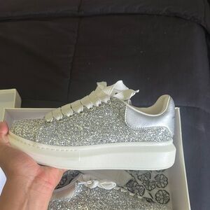 Alexander McQueen Silver Sparkly Sneakers